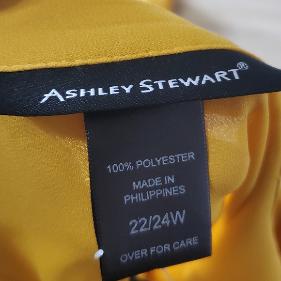 Plus Size Ashley Stewart 22/24 Yellow High Low blouse top - Picture 9 of 10